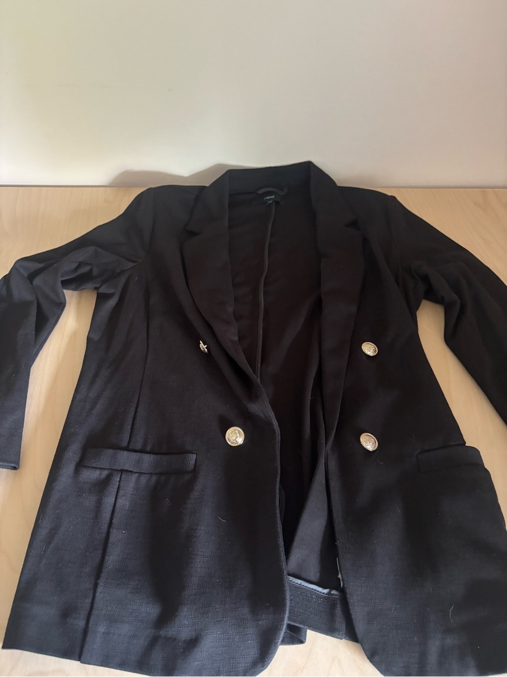 next Women's Black Double-Breasted Blazer with Gold Buttons